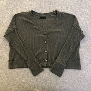 Abercrombie & Fitch Olive Green Ribbed Cardigan